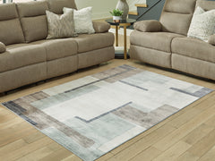 J&M Furniture - Ashley Furniture - Larkport Washable 5' x 7' Area Rug - Washable 5' x 7' Area Rug / Cream/Brown/Gray - R407412