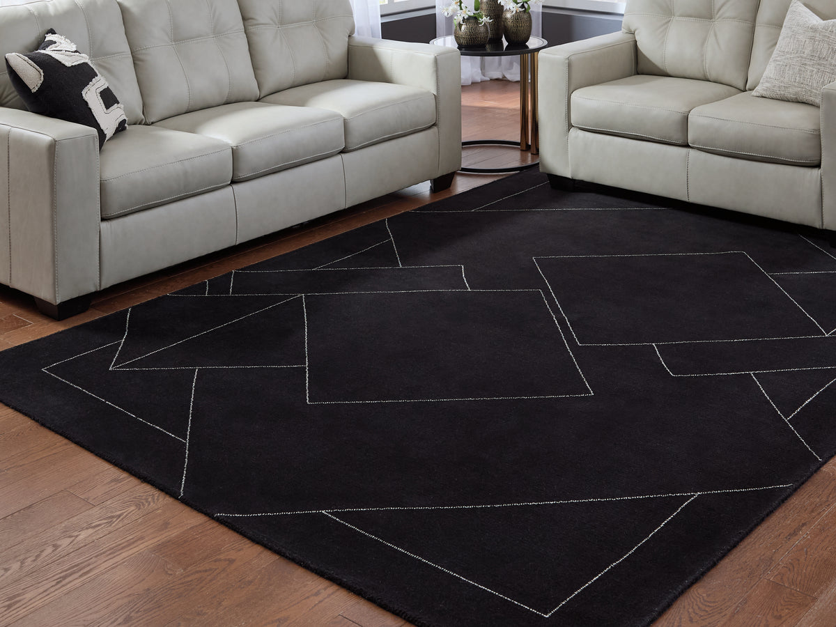 J&M Furniture - Ashley Furniture - Marav 7'8" x 10' Area Rug - 7'8" x 10' Area Rug / Black/White - R407531
