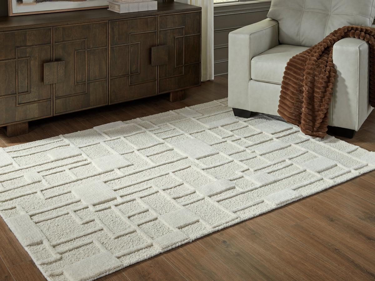J&M Furniture - Ashley Furniture - Empriss 5' x 7' Area Rug - 5' x 7' Area Rug / Ivory - R407622