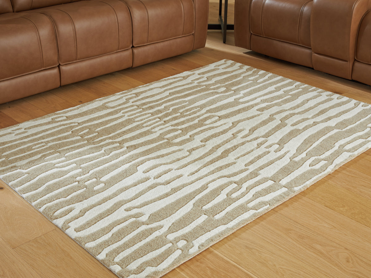 J&M Furniture - Ashley Furniture - Corrbell 5' x 7' Area Rug - 5' x 7' Area Rug / Beige/White - R407632