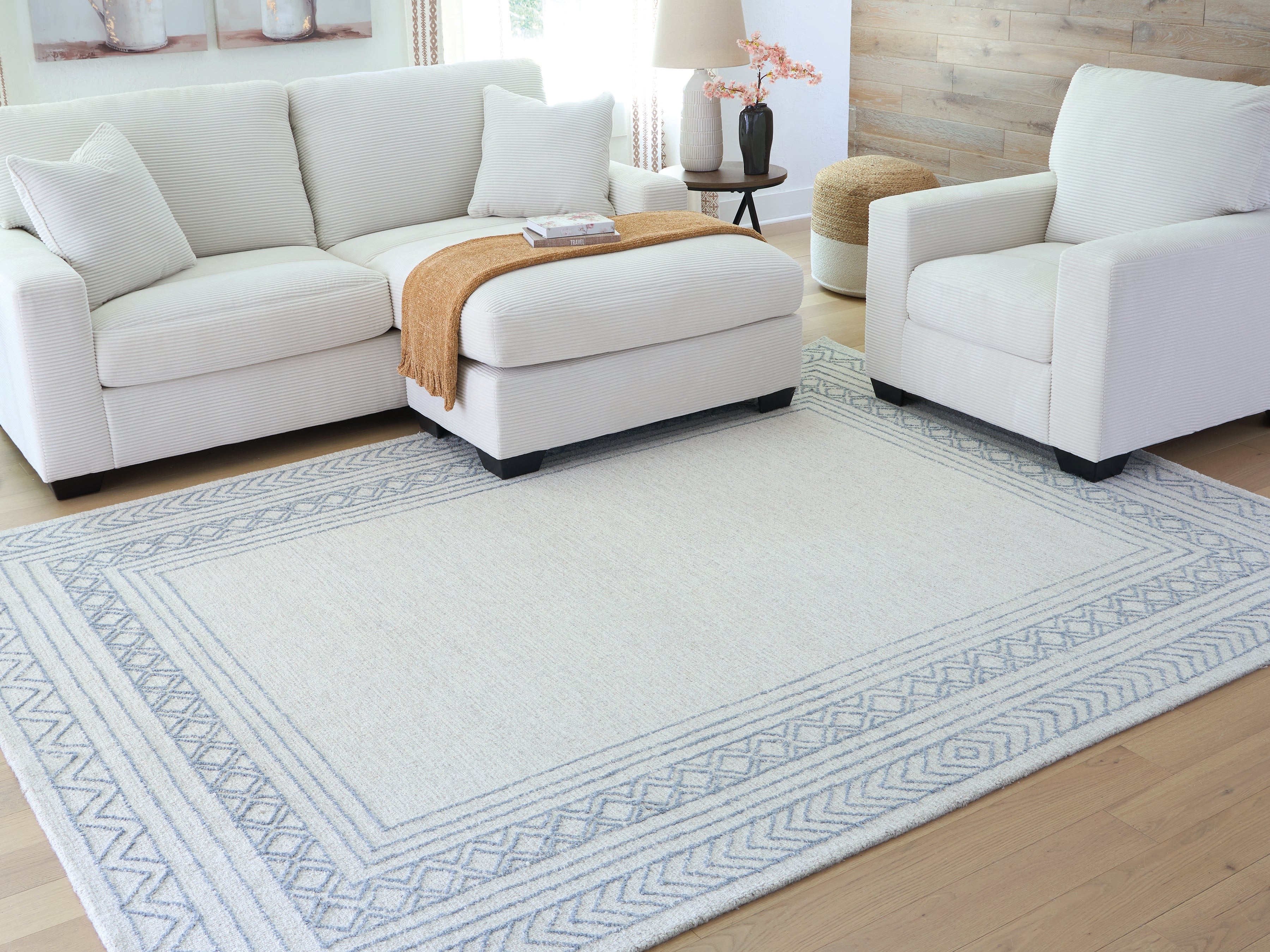 J&M Furniture - Ashley Furniture - Azelhurst 7'8" x 10' Area Rug - 7'8" x 10' Area Rug / Blue/Ivory/Gray - R407851