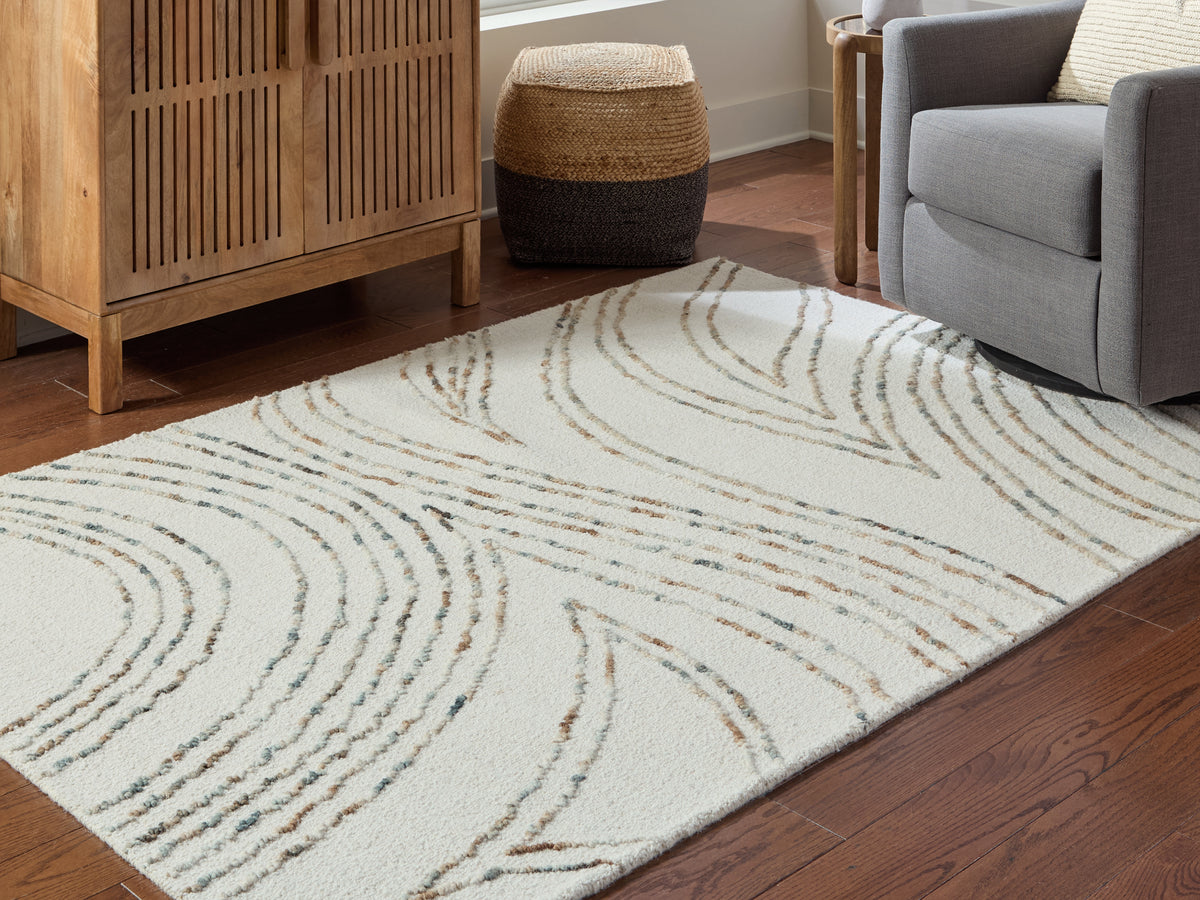 J&M Furniture - Ashley Furniture - Deenbury 5' x 7' Area Rug - 5' x 7' Area Rug / Ivory/Green/Brown - R407862