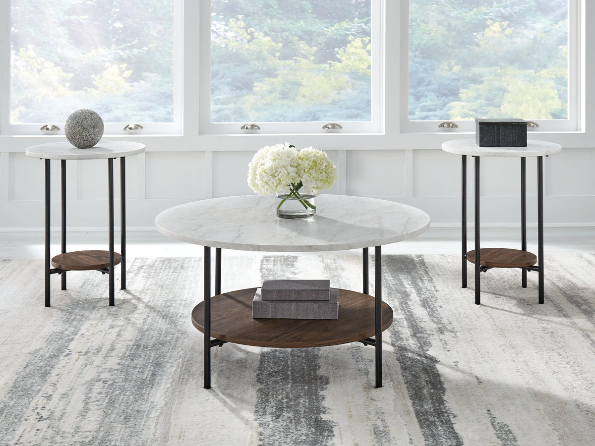 J&M Furniture - Ashley Furniture - Wrenwich Table (Set of 3) - Occasional Table Set (3/CN) / Brown/Black/White - T167-13