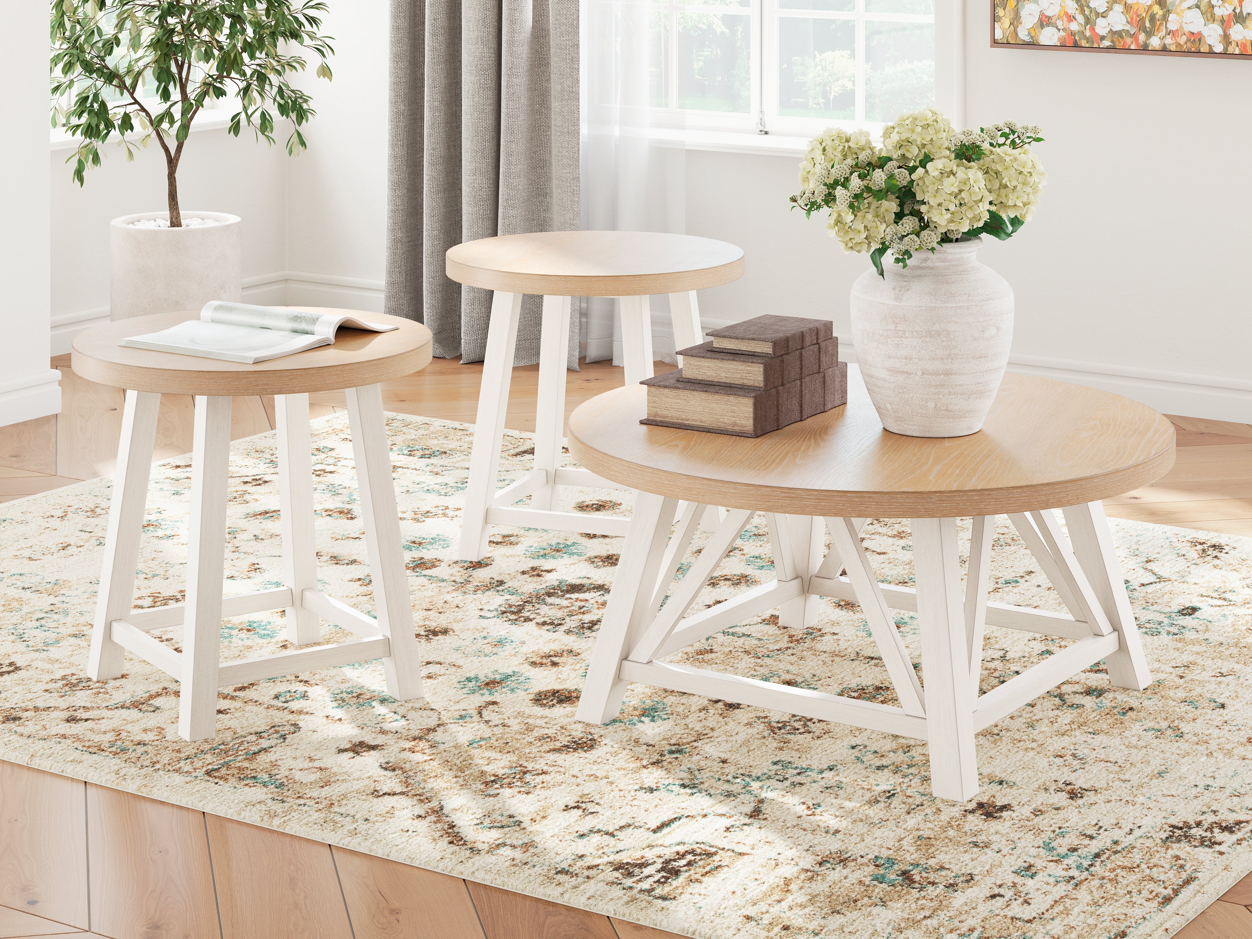 J&M Furniture - Ashley Furniture - Fawndell Table (Set of 3) - Occasional Table Set (3/CN) / Antique White/Brown - T193-13