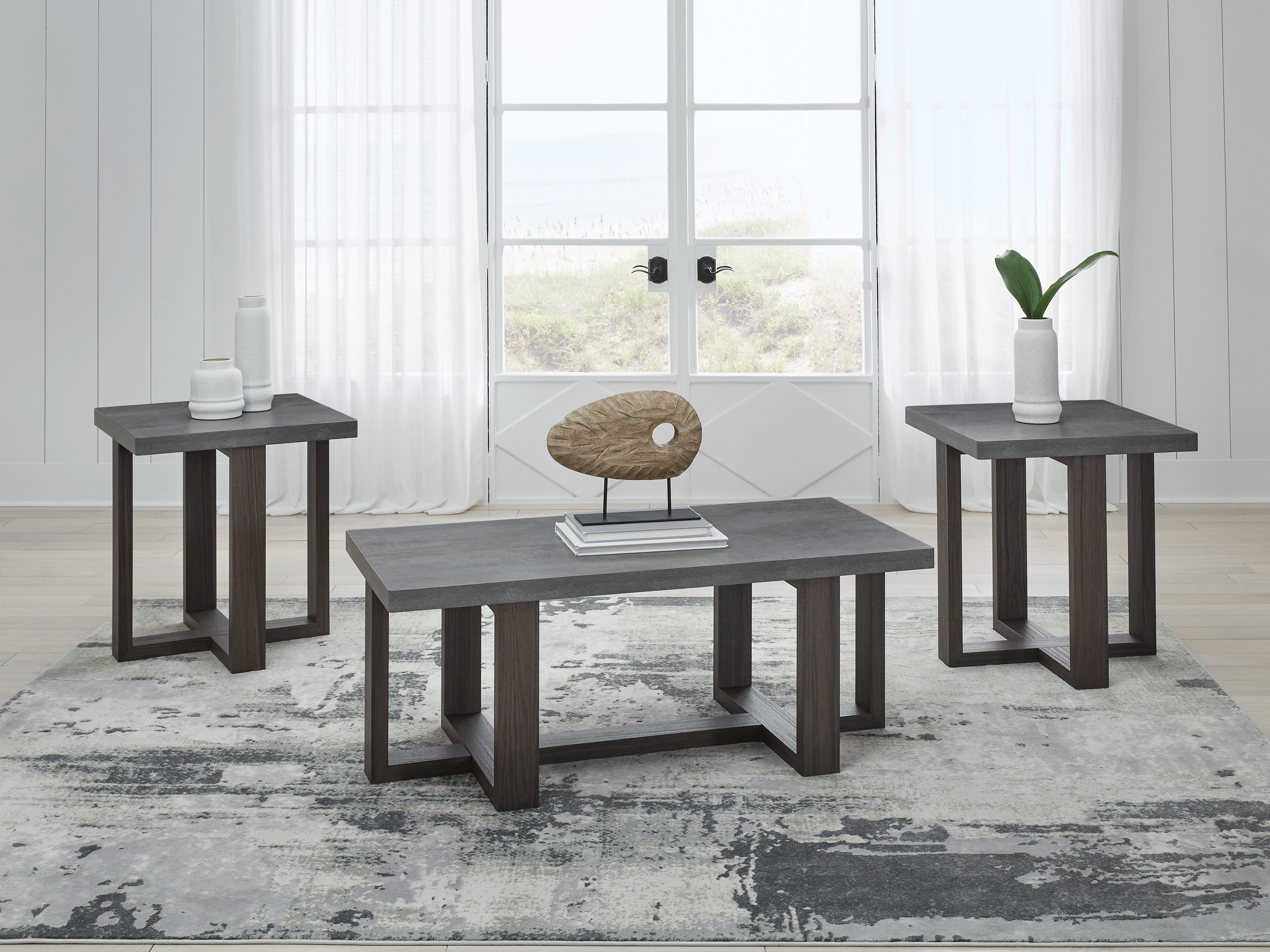 J&M Furniture - Ashley Furniture - Dynnford Table (Set of 3) - Occasional Table Set (3/CN) / Gray/Brown - T216-13