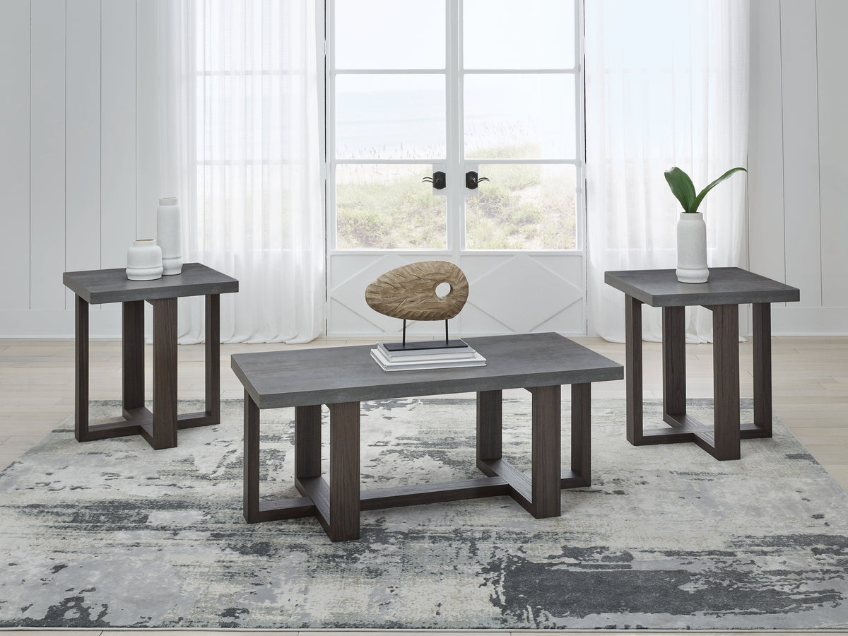 J&M Furniture - Ashley Furniture - Dynnford Table (Set of 3) - Occasional Table Set (3/CN) / Gray/Brown - T216-13