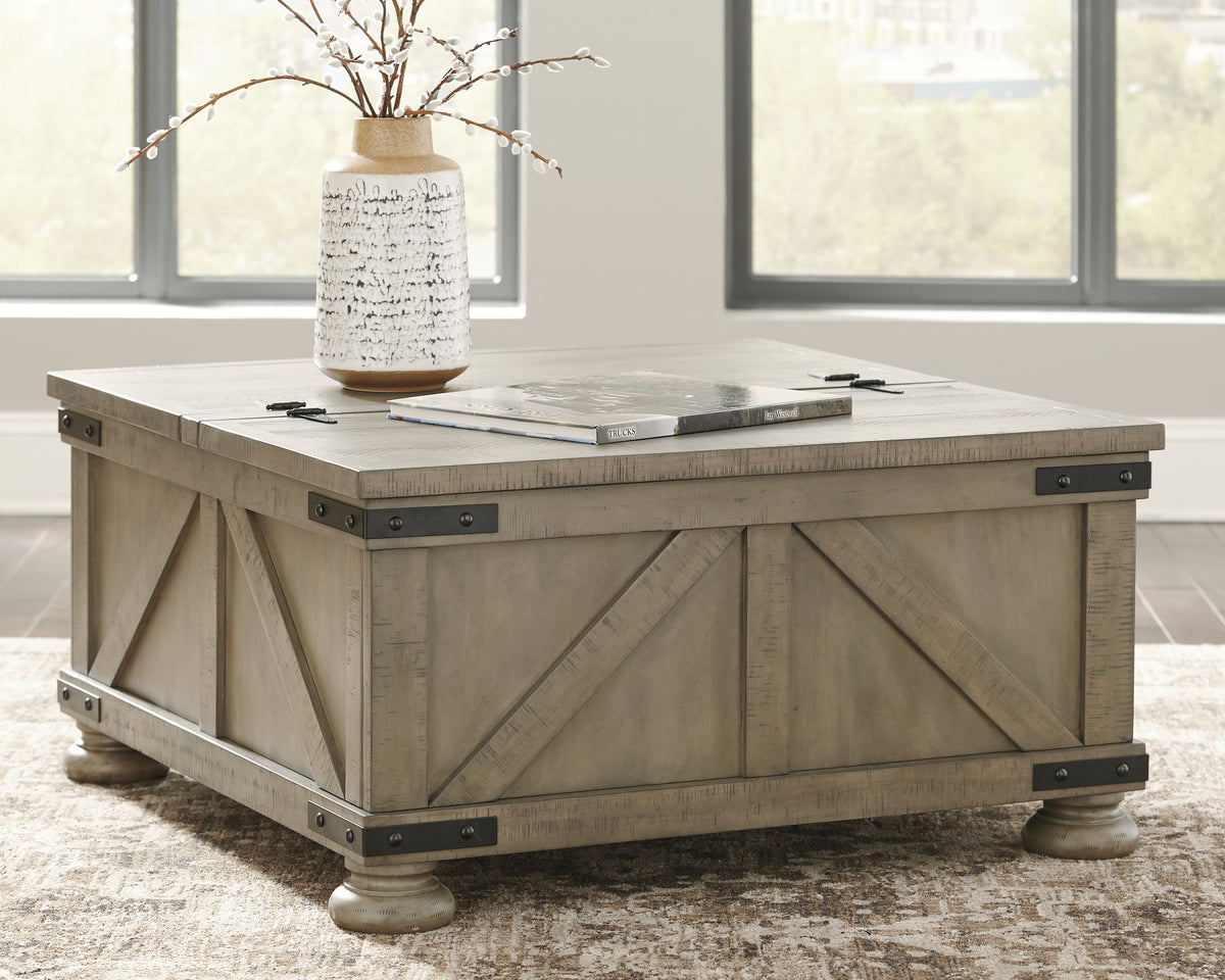 J&M Furniture - Ashley Furniture - Aldwin Coffee Table With Storage - Cocktail Table with Storage / Gray - T457-20