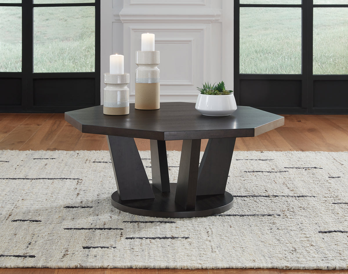 J&M Furniture - Ashley Furniture - Chasinfield Coffee Table - Octagon Cocktail Table / Dark Brown - T458-8