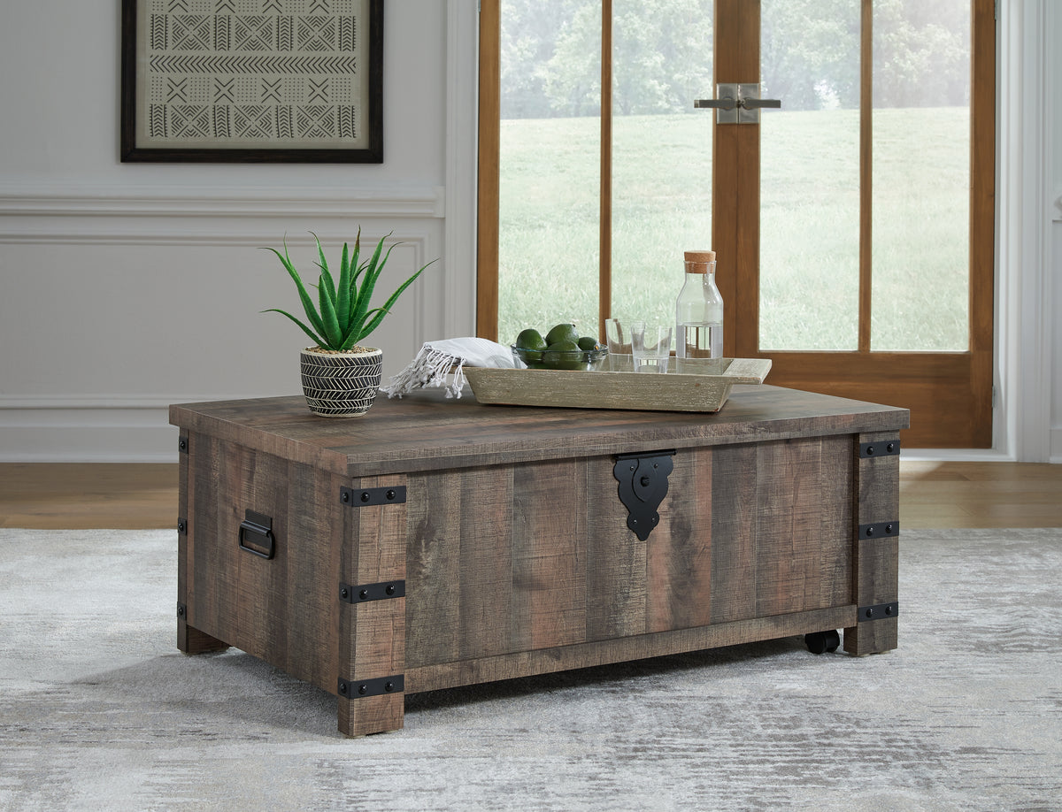 J&M Furniture - Ashley Furniture - Hollum Lift-Top Coffee Table - Lift Top Cocktail Table / Rustic Brown - T466-9