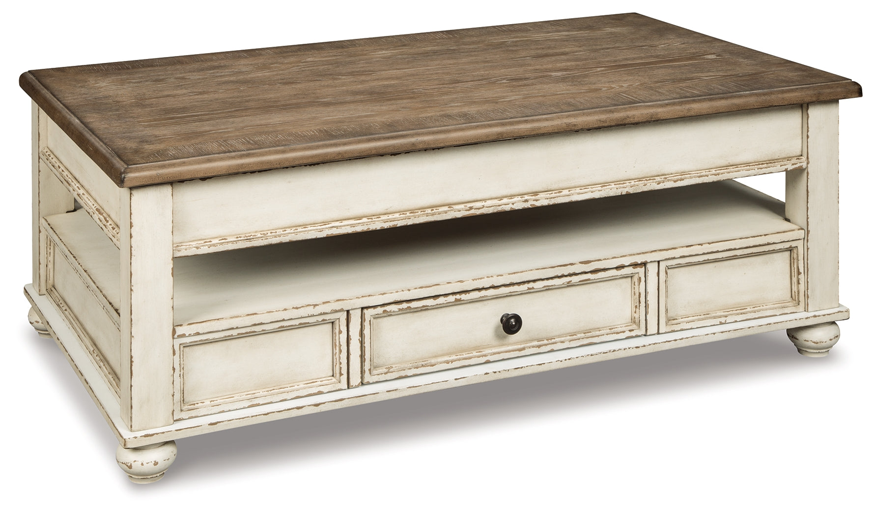 J&M Furniture - Ashley Furniture - Realyn Coffee Table with Lift Top - Lift Top Cocktail Table / White/Brown - T523-9
