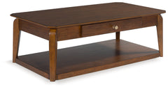 J&M Furniture - Ashley Furniture - Trenmour Coffee Table - Rectangular Cocktail Table / Medium Brown - T596-1