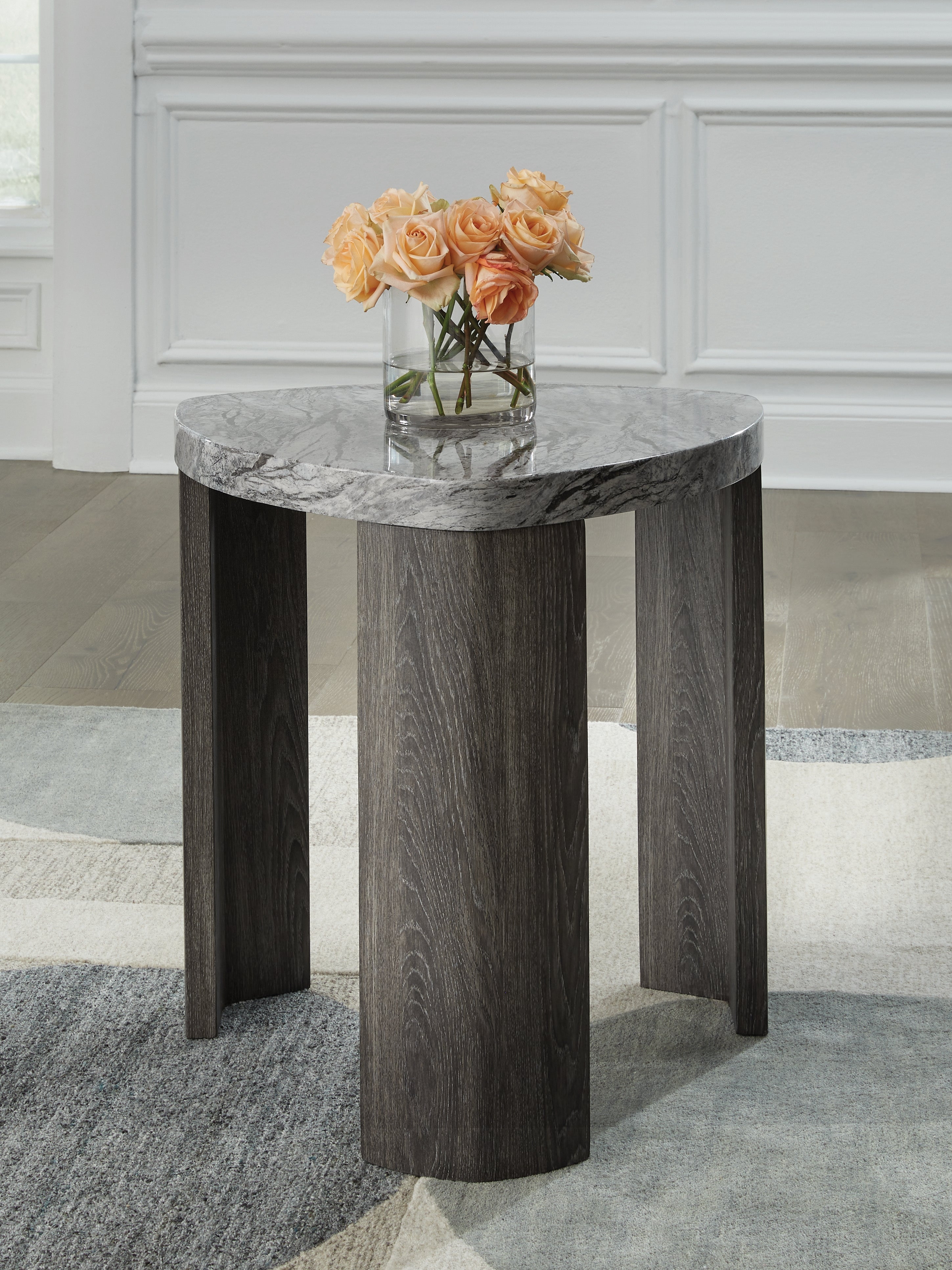 J&M Furniture - Ashley Furniture - Surmour End Table - Triangle End Table / Gray/Brown - T600-6