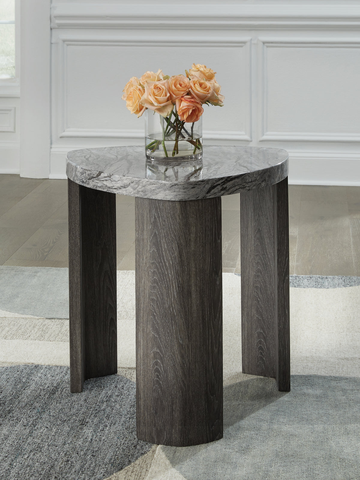 J&M Furniture - Ashley Furniture - Surmour End Table - Triangle End Table / Gray/Brown - T600-6