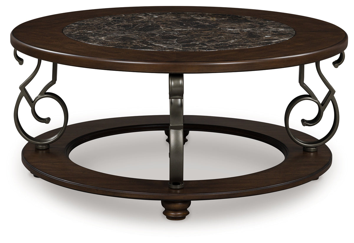 J&M Furniture - Ashley Furniture - Frallyn Coffee Table - Round Cocktail Table / Dark Brown - T623-8