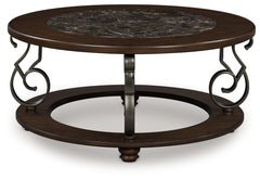 J&M Furniture - Ashley Furniture - Frallyn Coffee Table - Round Cocktail Table / Dark Brown - T623-8