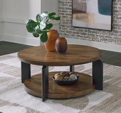 J&M Furniture - Ashley Furniture - Kraeburn Coffee Table - Round Cocktail Table / Brown/Black - T624-8