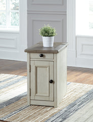 J&M Furniture - Ashley Furniture - Bolanburg Chairside End Table with USB Ports & Outlets - Chair Side End Table / Two-tone - T637-7