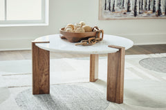 J&M Furniture - Ashley Furniture - Isanti Coffee Table - Rectangular Cocktail Table / Light Brown/White - T662-1