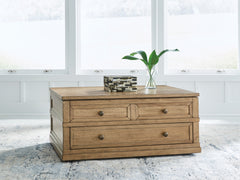 J&M Furniture - Ashley Furniture - Sharlance Lift-Top Coffee Table - Lift Top Cocktail Table / Light Brown - T655-9