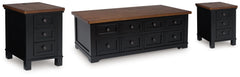 J&M Furniture - Ashley Furniture - Wildenauer Lift-top Coffee Table and 2 Chairside End Tables - Lift-top Coffee Table and 2 Chairside End Tables - T664T1