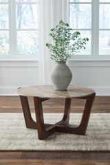 J&M Furniture - Ashley Furniture - Tanidore Coffee Table - Round Cocktail Table / Warm Brown - T667-8