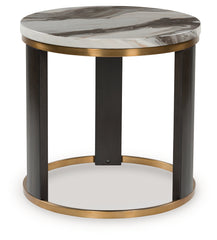 J&M Furniture - Ashley Furniture - Jazmore End Table - Round End Table / Brown/Brass Finish - T671-6