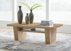 J&M Furniture - Ashley Furniture - Kristiland Coffee Table - Rectangular Cocktail Table / Light Brown - T674-1
