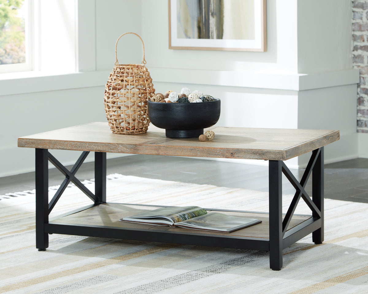 J&M Furniture - Ashley Furniture - Bristenfort Coffee Table - Rectangular Cocktail Table / Brown/Black - T685-1
