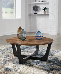 J&M Furniture - Ashley Furniture - Hanneforth Coffee Table - Round Cocktail Table / Brown/Black - T726-8