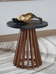 J&M Furniture - Ashley Furniture - Kallari End Table - Round End Table / Warm Brown/Black - T737-6
