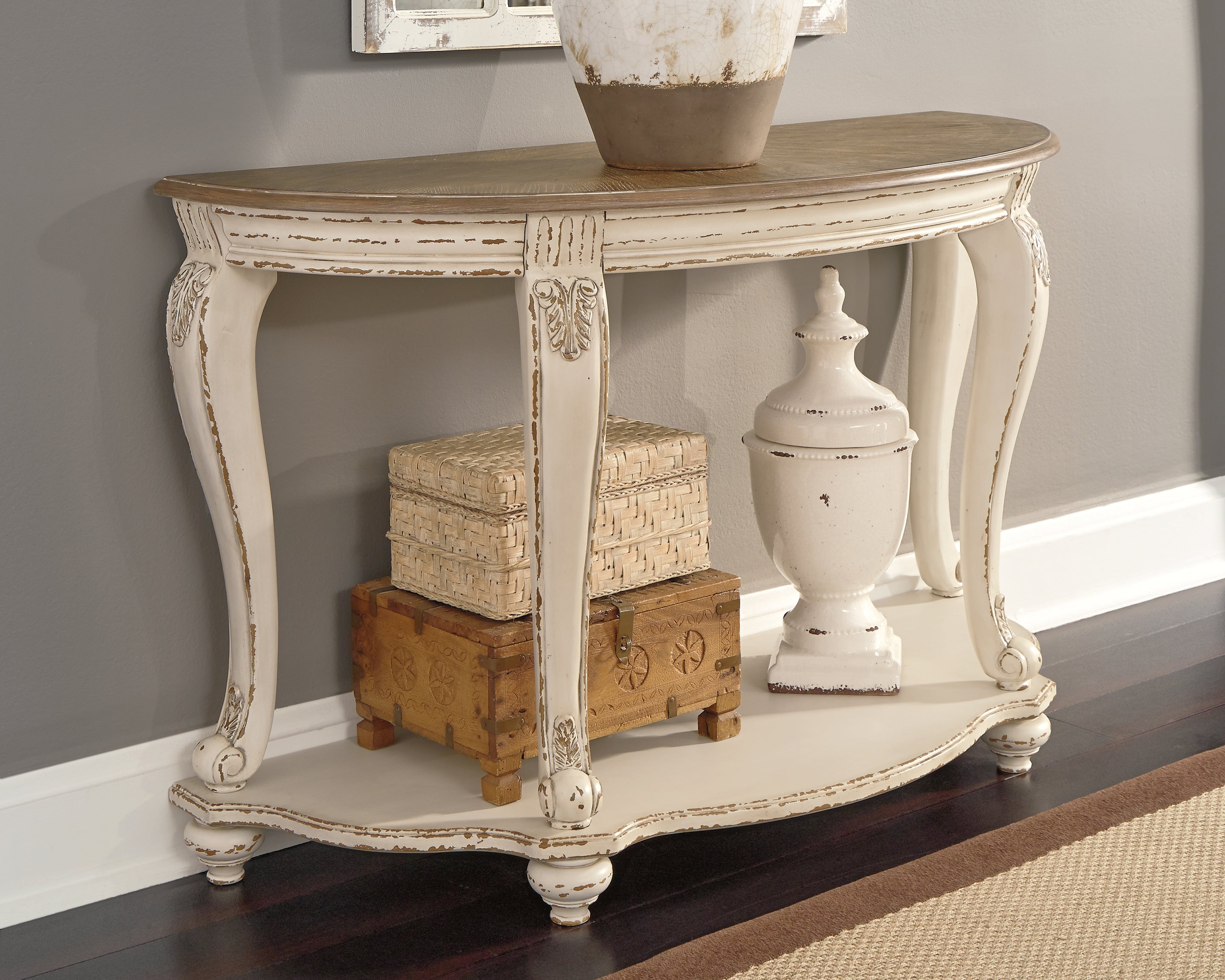 J&M Furniture - Ashley Furniture - Realyn Sofa Table - Sofa Table / White/Brown - T743-4