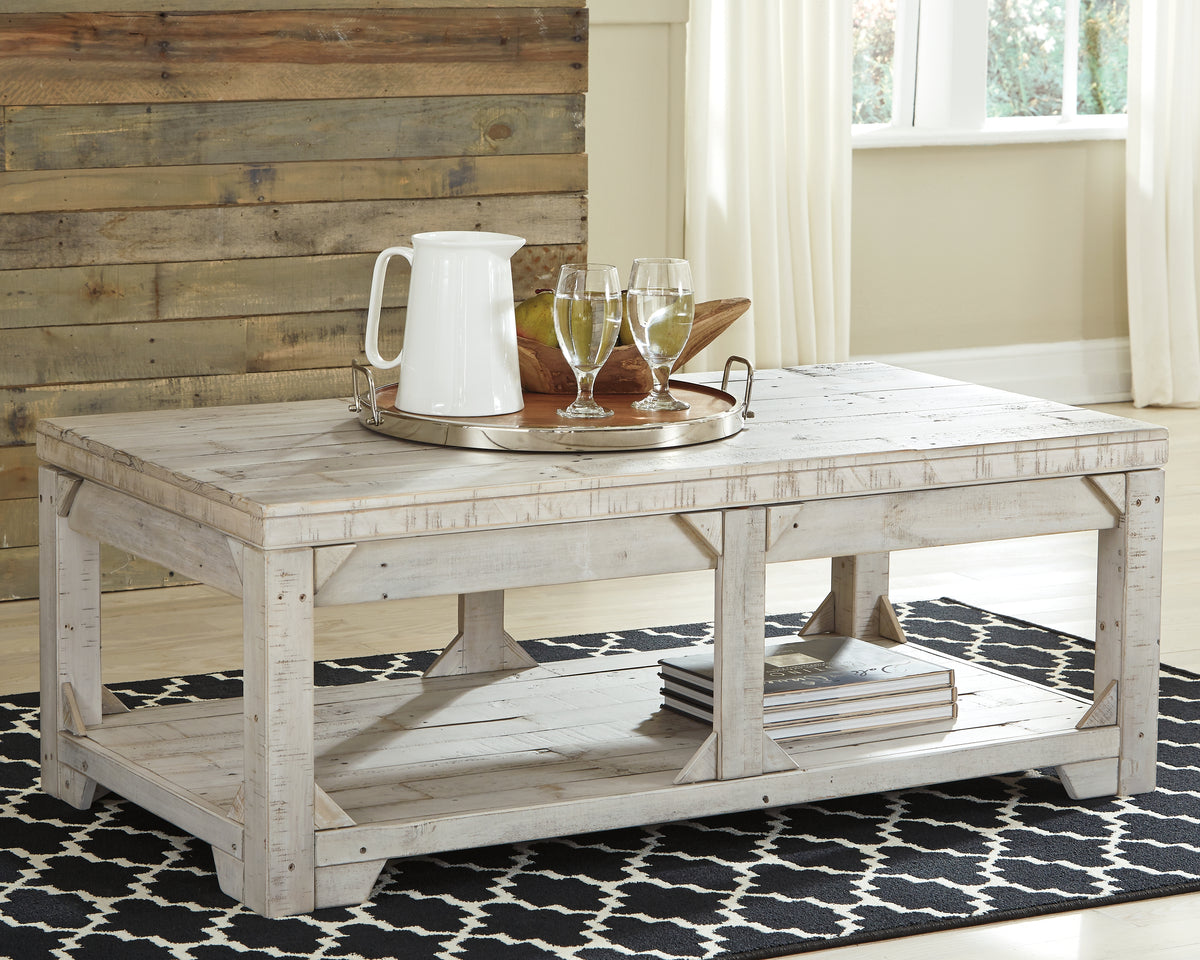 J&M Furniture - Ashley Furniture - Fregine Coffee Table with Lift Top - Lift Top Cocktail Table / Whitewash - T755-9