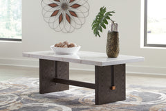 J&M Furniture - Ashley Furniture - Burkhaus Coffee Table - Rectangular Cocktail Table / White/Dark Brown - T779-1