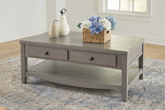 J&M Furniture - Ashley Furniture - Charina Coffee Table - Rectangular Cocktail Table / Antique Gray - T784-1
