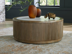 J&M Furniture - Ashley Furniture - Camdill Coffee Table - Round Cocktail Table / Light Brown/White - T808-8