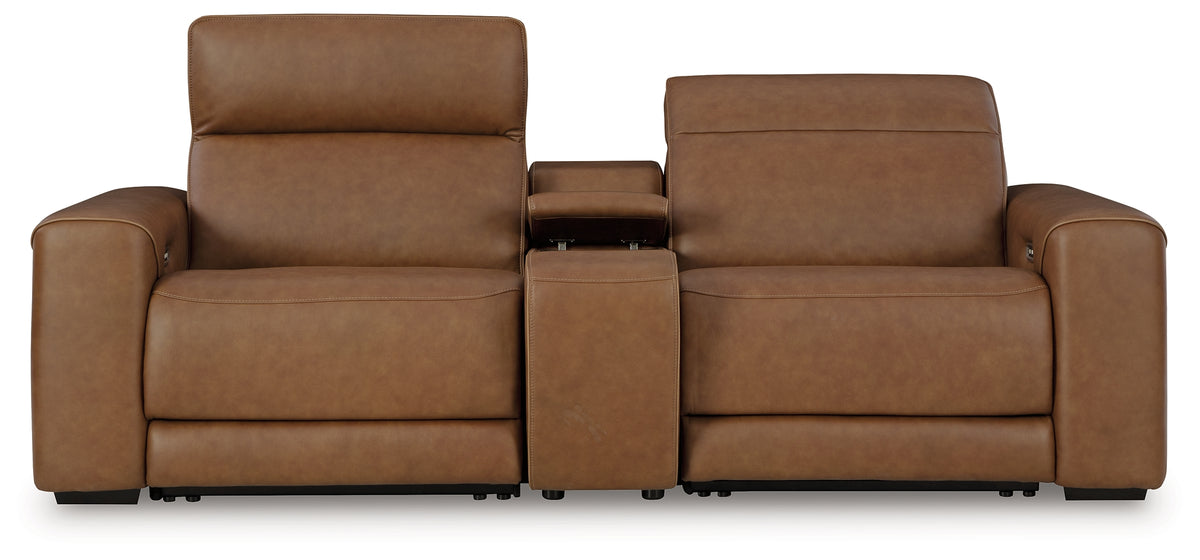 J&M Furniture - Ashley Furniture - Magic Man 2-Piece Power Reclining Sectional Loveseat with Console - 2-Piece Power Reclining Sectional Loveseat with Console / Caramel - PCU10700S3