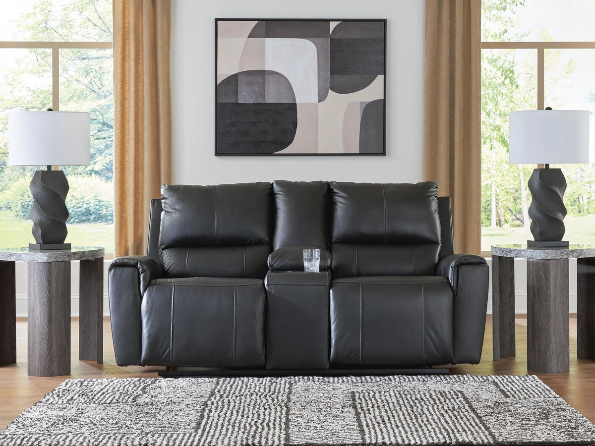 J&M Furniture - Ashley Furniture - Glossmore Reclining Loveseat with Console - DBL Rec Loveseat w/Console - PCU1170094