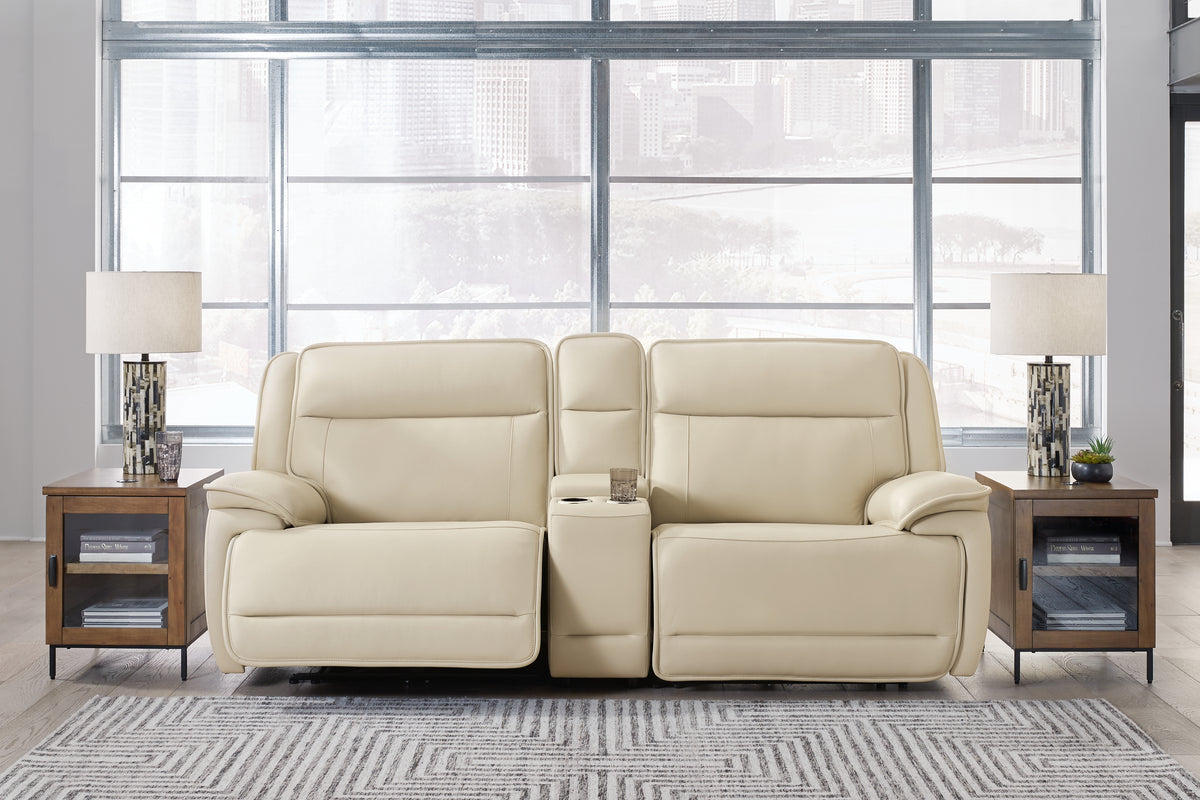 J&M Furniture - Ashley Furniture - Double Deal 3-Piece Power Reclining Loveseat Sectional with Console - 3-Piece Power Reclining Loveseat Sectional with Console / Almond - U13001S4