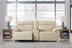 J&M Furniture - Ashley Furniture - Double Deal 3-Piece Power Reclining Loveseat Sectional with Console - 3-Piece Power Reclining Loveseat Sectional with Console / Almond - U13001S4