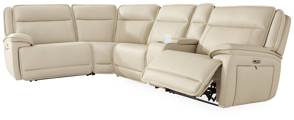 J&M Furniture - Ashley Furniture - Double Deal 5-Piece Reclining Sectional with Console - 5-Piece Reclining Sectional with Console / Almond - U13001S8
