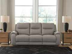 J&M Furniture - Ashley Furniture - Real Moments Power Reclining Sofa with Audio Seating - PWR REC Sofa w/Audio Seating - PCU1370015A