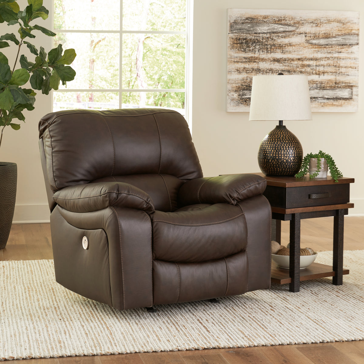 J&M Furniture - Ashley Furniture - Leesworth Power Recliner - Power Rocker Recliner / Ocean - U4380998