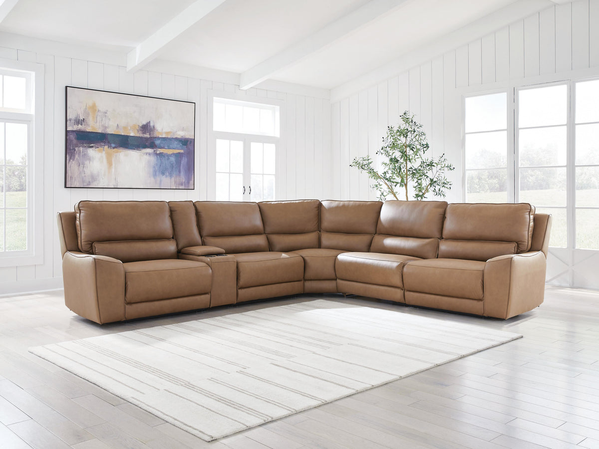 J&M Furniture - Ashley Furniture - DeepWakes 6-Piece Reclining Sectional with Storage Console - 6-Piece Reclining Sectional with Storage Console - PCU62606S36
