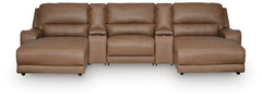 DeepWakes 5-Piece Reclining Sectional with Double Chaise and Storage Consoles