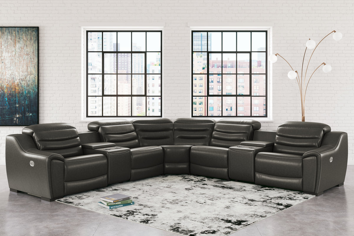 J&M Furniture - Ashley Furniture - Center Line 7-Piece Power Reclining Sectional - 7-Piece Power Reclining Sectional / Dark Gray - U63404S7