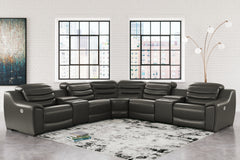 J&M Furniture - Ashley Furniture - Center Line 7-Piece Power Reclining Sectional - 7-Piece Power Reclining Sectional / Dark Gray - U63404S7