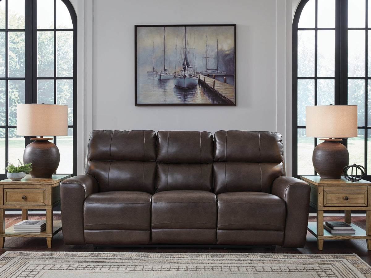 J&M Furniture - Ashley Furniture - Crossplex Power Reclining Sofa - PWR REC Sofa with ADJ Headrest / Smoke - PCU6450615