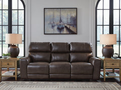 J&M Furniture - Ashley Furniture - Crossplex Power Reclining Sofa - PWR REC Sofa with ADJ Headrest / Smoke - PCU6450615