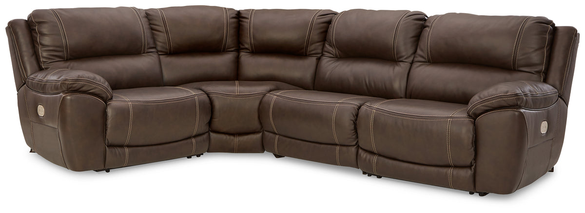 J&M Furniture - Ashley Furniture - Dunleith 4-Piece Power Reclining Sectional - 4-Piece Power Reclining Sectional / Chocolate - U71604S6