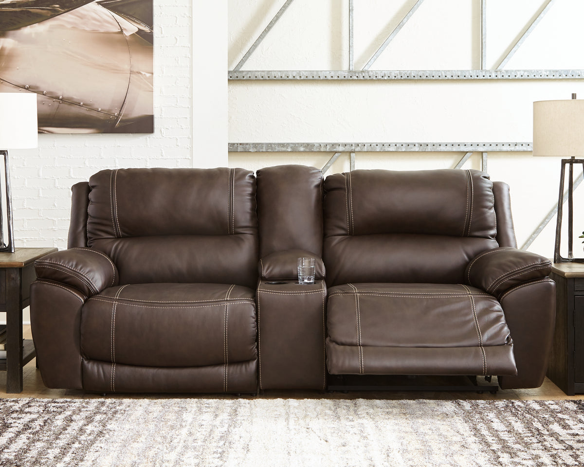 J&M Furniture - Ashley Furniture - Dunleith 3-Piece Power Reclining Loveseat with Console - 3-Piece Power Reclining Loveseat with Console / Chocolate - U71604S4